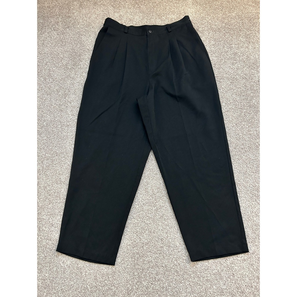 90s Briggs Trousers Women 16P Black Excellent Pleated Elastic Back Made in USA
